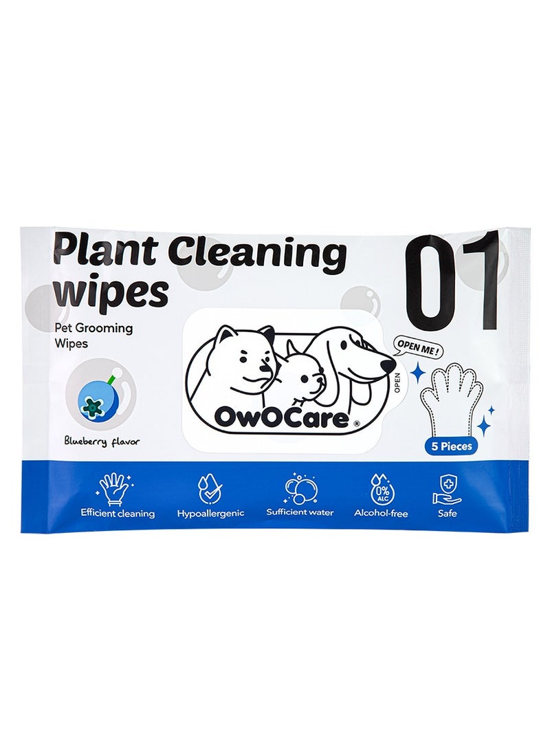 owocare Pet Wipes Glove Blueberry Scent 5pics - Image 1