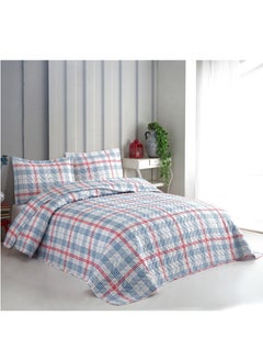 Fabienne Turkish Ranforce Cotton Bedspread Bedding Set Printed Single Including 1 Quilted Bedspread 180x230 cm and 1 Quilted Pillow Case 50x70 cm 