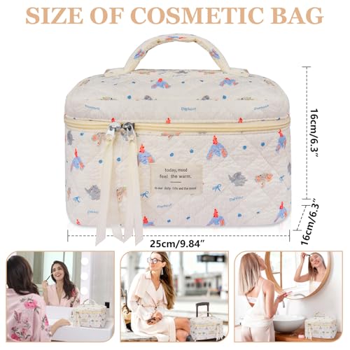 Gosect Large Makeup Bag Cute Cosmetic Bag for Women Girls Floral Coquette Aesthetic Toiletry Bag Travel Make Up Organizer Bag Small Elephant - Image 3