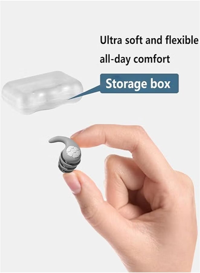 1Pair Triple-Layer Silicone Earplugs, Reusable, Comfort-Fit Ear Protection, with Powerful Noise Reduction, for Swimming,Sleeping, Studying, Work, Travel, Concerts, Meditation(Grey) - Image 3
