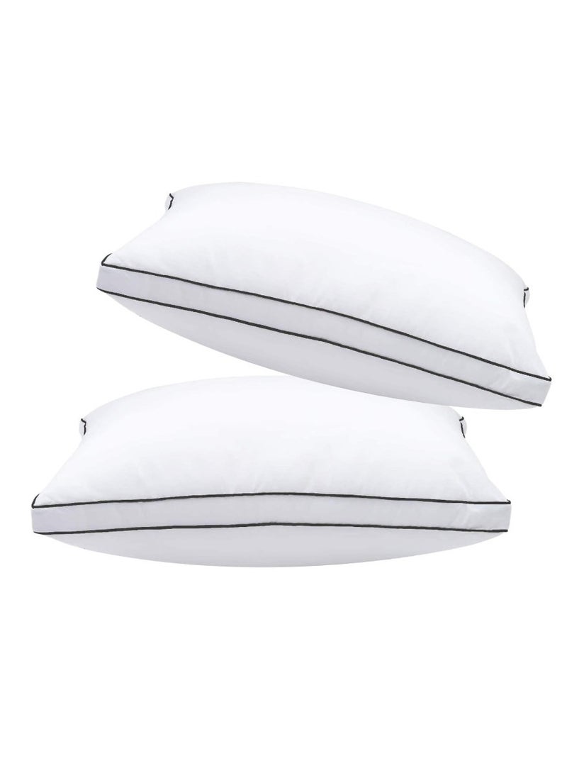 Blueberry 2 Pieces Hotel Collection Cotton Bed Pillow With Double Black Piping Pillow 50X70cm Made in Uae - Image 1