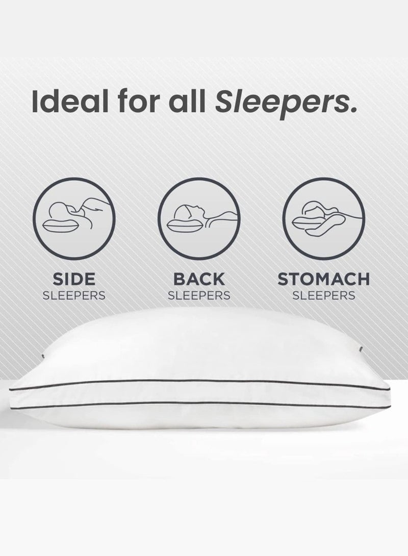 Blueberry 2 Pieces Hotel Collection Cotton Bed Pillow With Double Black Piping Pillow 50X70cm Made in Uae - Image 4