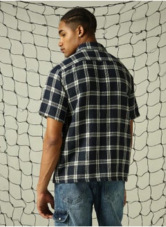 Hubberholme Men Woven Multicolor Half Sleeve Checkered Oversized Shirts with Spread Collar - Comfortable for Everyday Wear  - Image 2