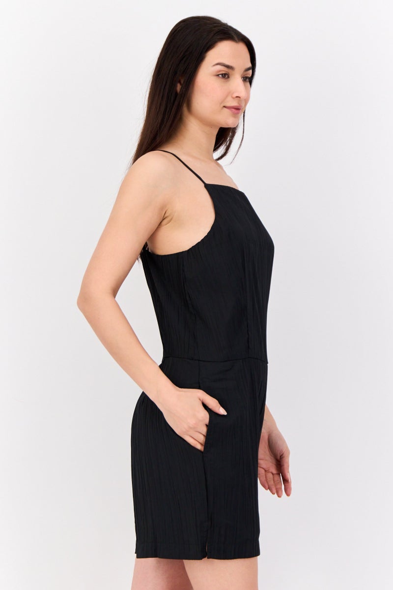 ESPRIT Women Plain Sleeveless Playsuits, Black - Image 4