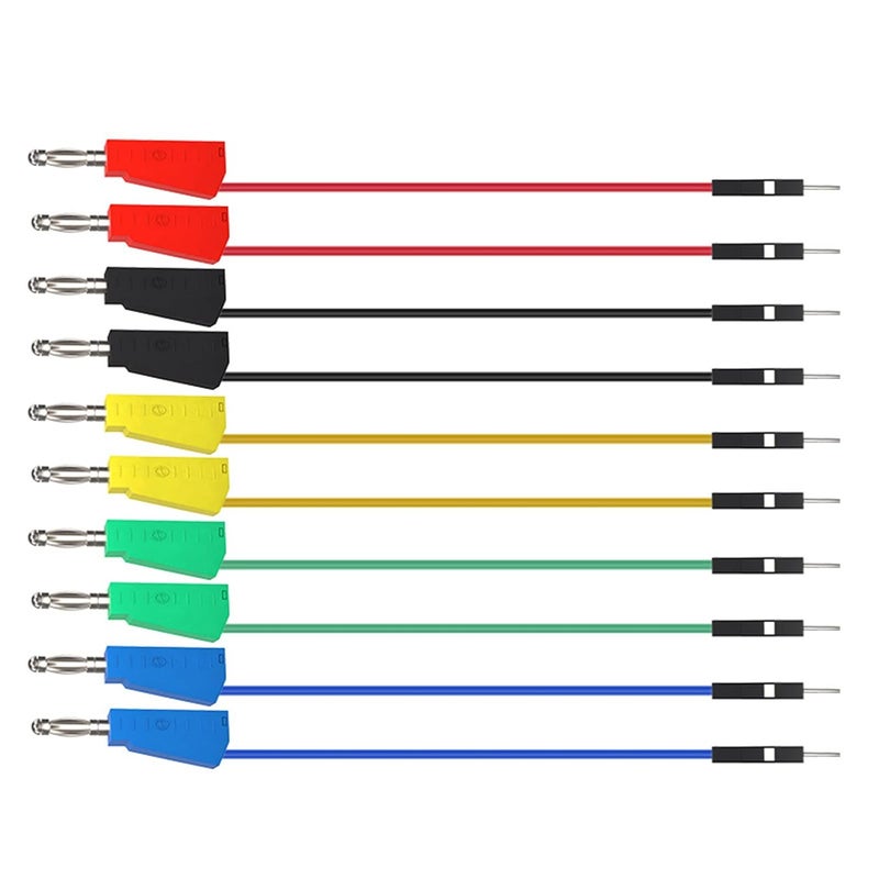 Banana Plug Breadboard Wires, 10PCS Breadboard Female Jumper Cables Multimeter Test Set Colorful Flexible Silicone Stackable Banana Plug Test Leads for Electrical Testing - Image 1