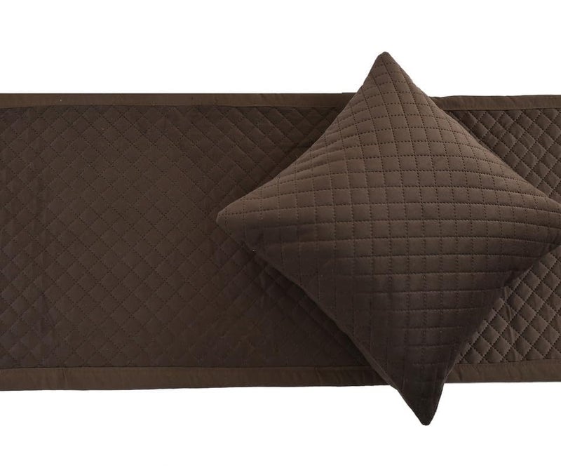 Hardeep 200TC Solid Quilted Velvet Bed Runner Scarf with Matching Cushion Covers/Slipcover Mattress Protector/Bed Linen Scarf/Decorative Set for Bedrooms/Hotel Rooms/Guest Rooms (Brown) - Image 2
