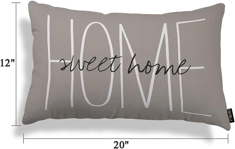 EKOBLA Home Sweet Square Throw Pillow Covers Rustic Chic Lumber Pillow Cases for Outdoor Square Couch Chair Cushion Cover Cotton Linen 12x20 Inches - Image 5