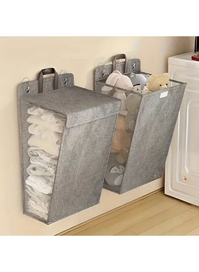 Large XL Wall Mounted Laundry Hamper Organizer Foldable Clothes Basket Multiple Compartments - Image 2