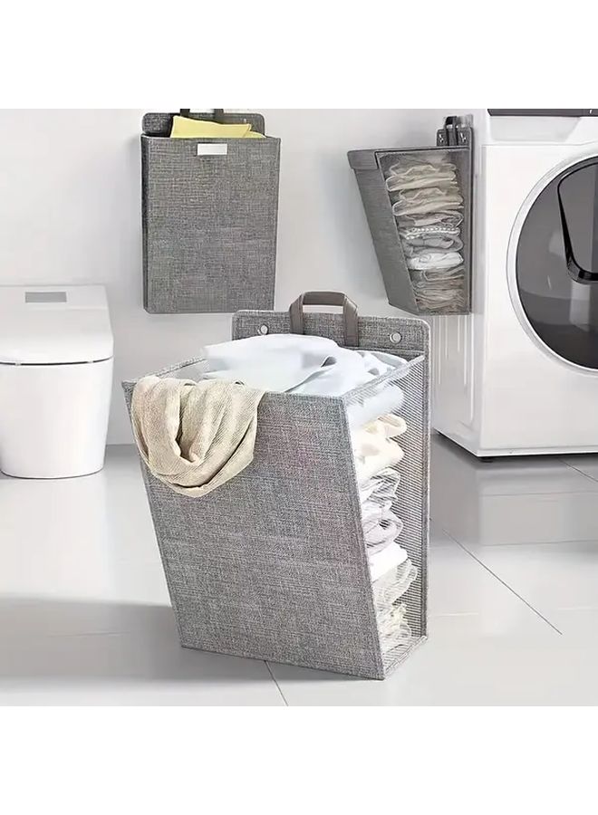 Large XL Wall Mounted Laundry Hamper Organizer Foldable Clothes Basket Multiple Compartments - Image 5