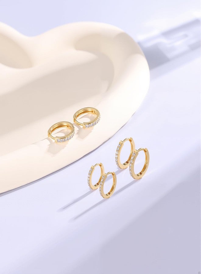 Gemsme 3 Pairs Gold Hoop Earrings -18K Gold Plated Huggie Hoop Earrings Cubic Zirconia Hypoallergenic Set for Women Men - Image 5