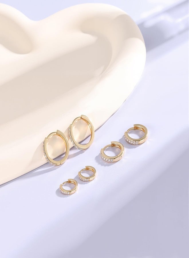 Gemsme 3 Pairs Gold Hoop Earrings -18K Gold Plated Huggie Hoop Earrings Cubic Zirconia Hypoallergenic Set for Women Men - Image 3