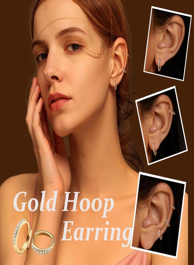 Gemsme 3 Pairs Gold Hoop Earrings -18K Gold Plated Huggie Hoop Earrings Cubic Zirconia Hypoallergenic Set for Women Men - Image 2