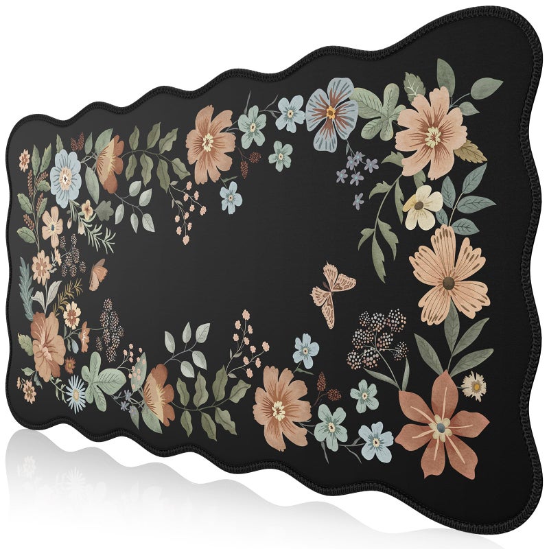iCasso Desk Matt for Desktop Black Desk Mat Cute Desk Pad Mat XXL Large Mouse Pad for Desk AntiSlip Big Mousepad with Stitched Edges Keyboard Pad Mouse Mat for ComputerBlack - Image 2
