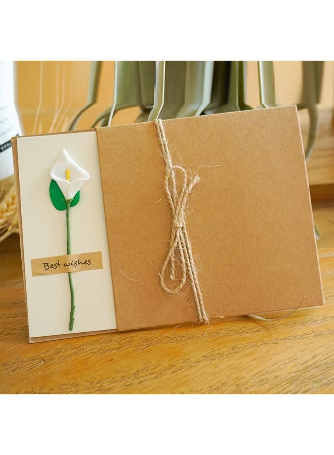 4 Packs Greeting Card,Brown Kraft 4 Floral Designs of Flowers Greeting Cards with Envelopes and Blank Note Cards for Friend (6.7*4.7 Inch) - Image 2