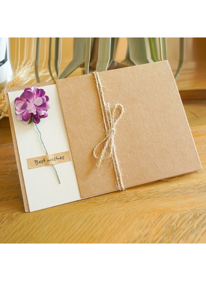 4 Packs Greeting Card,Brown Kraft 4 Floral Designs of Flowers Greeting Cards with Envelopes and Blank Note Cards for Friend (6.7*4.7 Inch) - Image 3