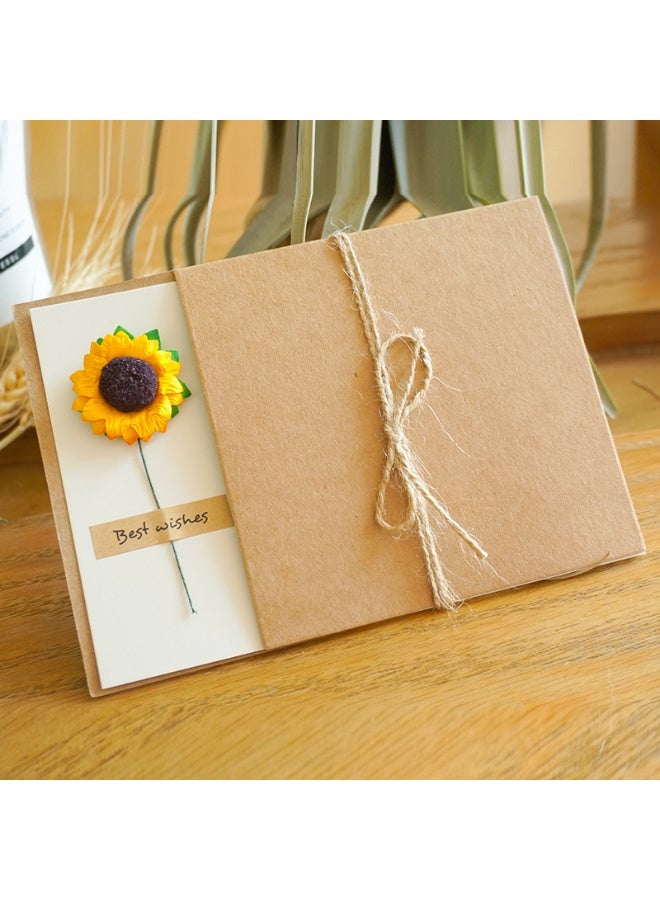 4 Packs Greeting Card,Brown Kraft 4 Floral Designs of Flowers Greeting Cards with Envelopes and Blank Note Cards for Friend (6.7*4.7 Inch) - Image 5