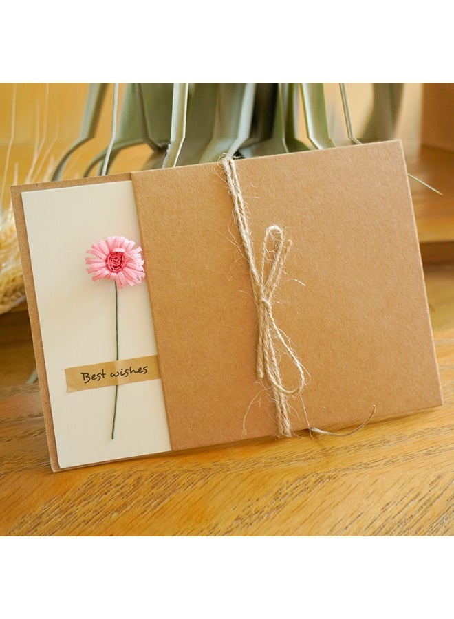 4 Packs Greeting Card,Brown Kraft 4 Floral Designs of Flowers Greeting Cards with Envelopes and Blank Note Cards for Friend (6.7*4.7 Inch) - Image 4