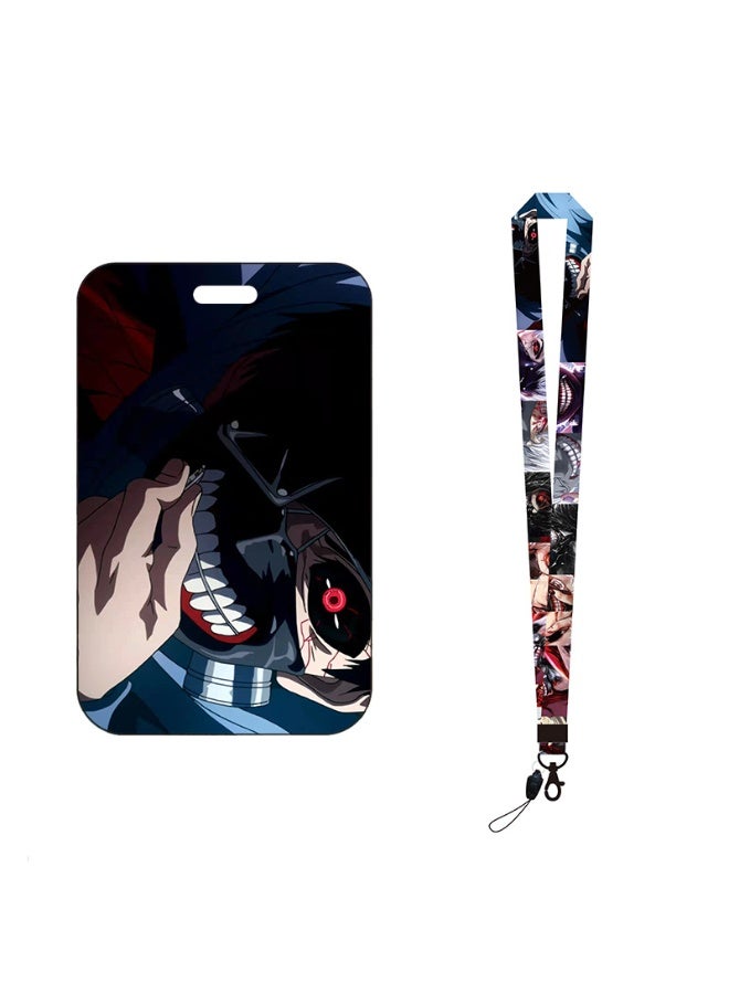 NIBEMINENT 1 - Piece Tokyo Ghoul Kpop Photo Card Holder Pendant Key Chain ID Badge Holder ID Card Holder Photo Card Protector for School ID Office ID Access Card for Women Girls