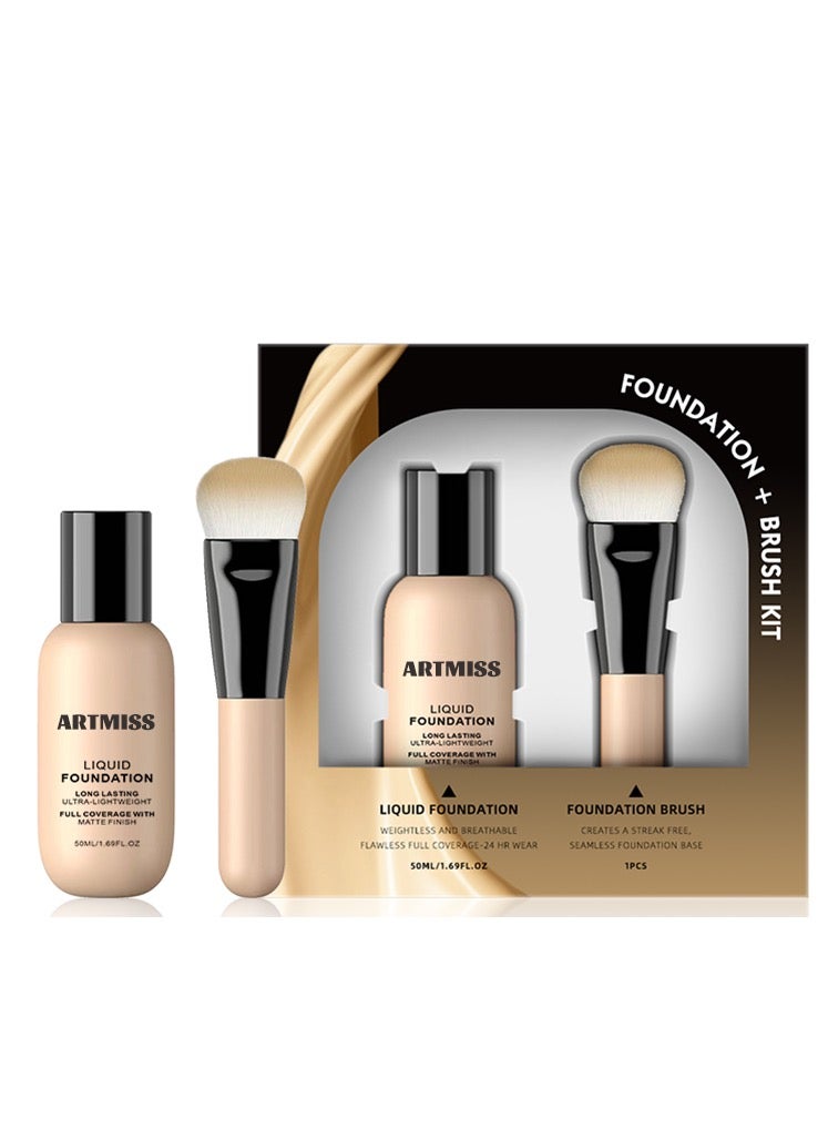 ARTMISS Long Lasting Ultra-lightweight Liquid Foundation 07（Comes with brush） - Image 1