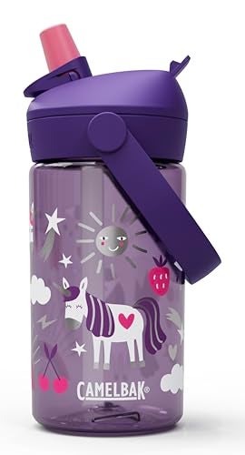 CamelBak Thrive Flip Straw Kids Water Bottle with Bite Valve Tritan Renew Unicorn Party 14oz - Image 1