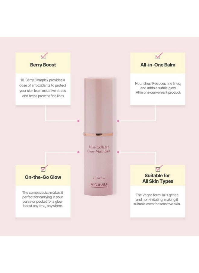 MIGUHARA Rose Collagen Glow Multi Balm Korean Skincare Allinone Hydrating Multi Balm Stick (10G/0.35 Oz.)  - Image 4