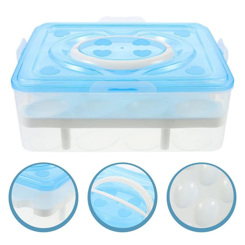RADHEHUL Egg Storage Basket For 32 Grid Plastic Refrigerator Egg TrayDeviled Egg Holder with LidStackable Fridge Egg Dispenser Egg Box MIN 1 QuantityMUILTICOLOR - Image 1