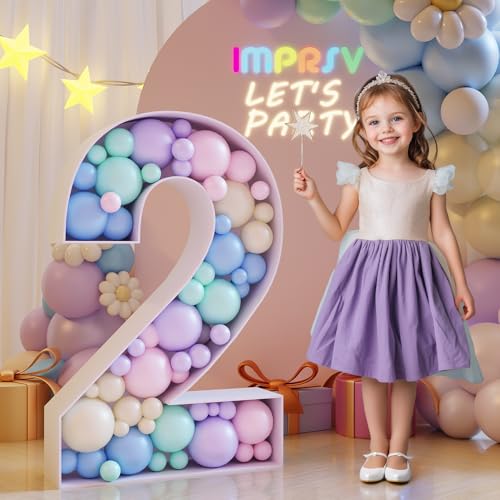 imprsv 3FT Mosaic Numbers for Balloons Balloon Mosaic Number Frame Marquee Number 12th 20th Birthday Decorations Second Anniversary Decor Large Cardboard NumbersNumber 2 Balloon - Image 1