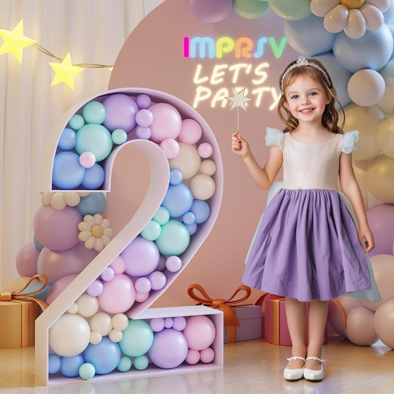 imprsv 3FT Mosaic Numbers for Balloons Balloon Mosaic Number Frame Marquee Number 12th 20th Birthday Decorations Second Anniversary Decor Large Cardboard NumbersNumber 2 Balloon - Image 3