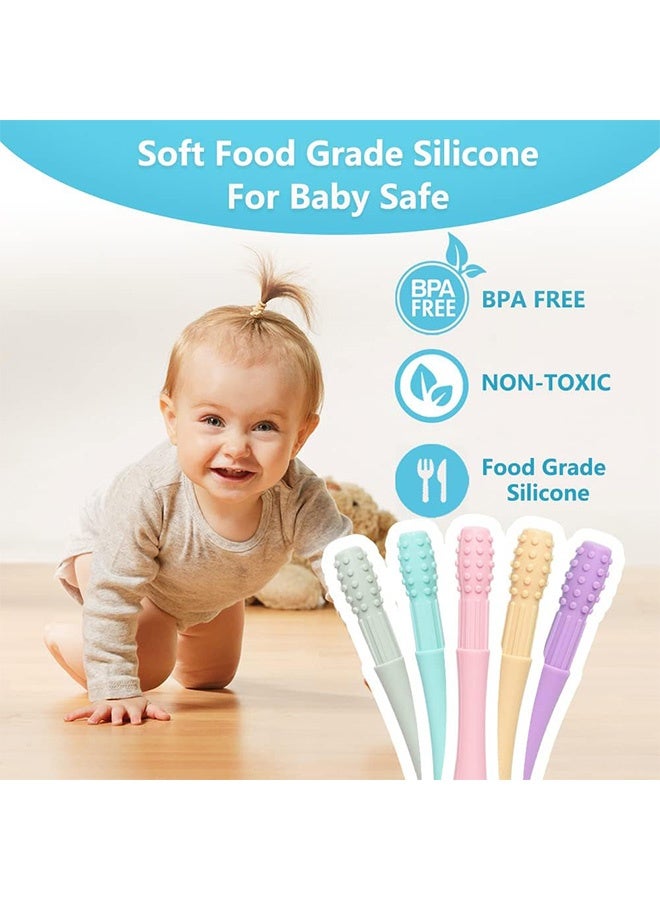 Peachjoy Baby Teething Toys, Teething Tubes, Silicone Baby Teether Toys, Teething Straw Sticks for Babies for Infants with a Cleaning Brush (5 Packs) - Image 2