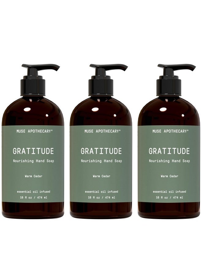 ميوس ابيثيكاري مجموعة Muse Bath Apothecary Hand Ritual - Botanical Collection - صابون اليدين العطري والمغذي، غني بالزيوت العطرية الأساسية الطبيعية - 16 أونصة، خشب الأرز الدافئ، عبوة من 3 قطع  - Image 1