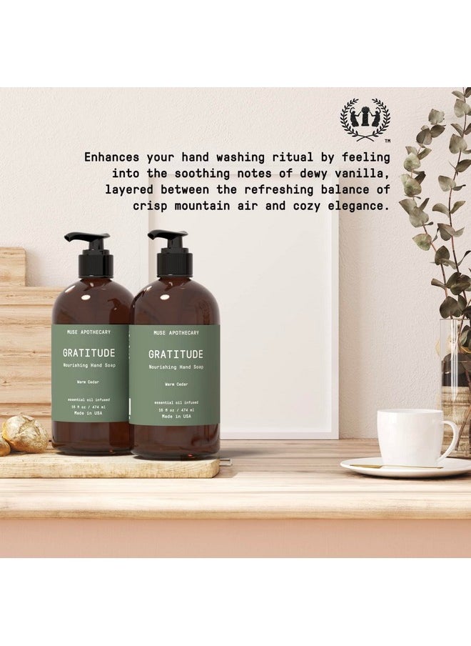 ميوس ابيثيكاري مجموعة Muse Bath Apothecary Hand Ritual - Botanical Collection - صابون اليدين العطري والمغذي، غني بالزيوت العطرية الأساسية الطبيعية - 16 أونصة، خشب الأرز الدافئ، عبوة من 3 قطع  - Image 3