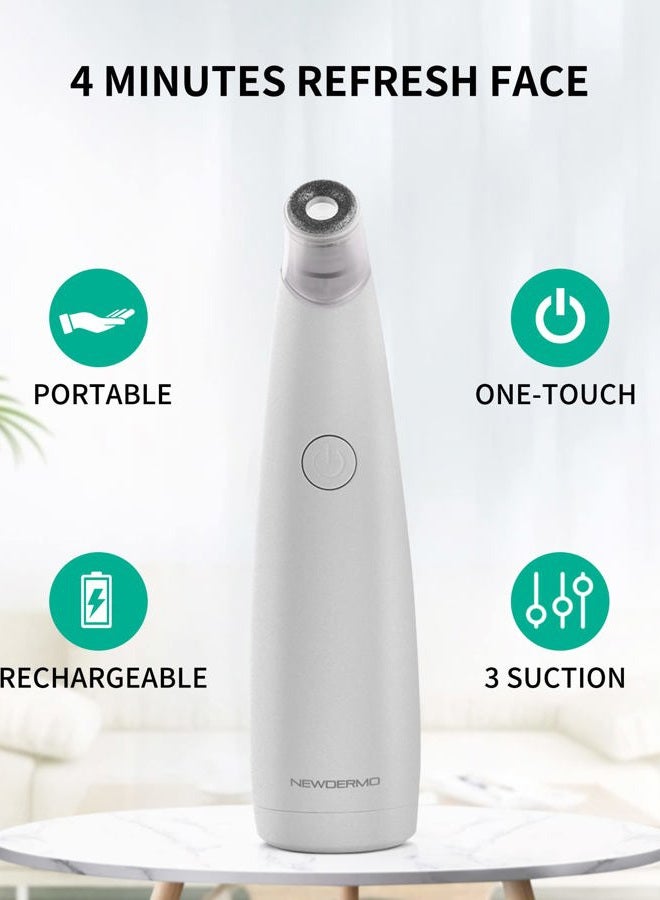 NEWDERMO 2-in-1 Microdermabrasion Machine for Facial, Diamond Microdermabrasion Device USB Rechargeable - Advanced Home Facial Treatment Machine (White) - Image 5