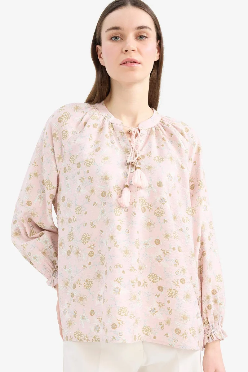 ديفاكتو Relax Fit Printed Long Sleeve Tunic