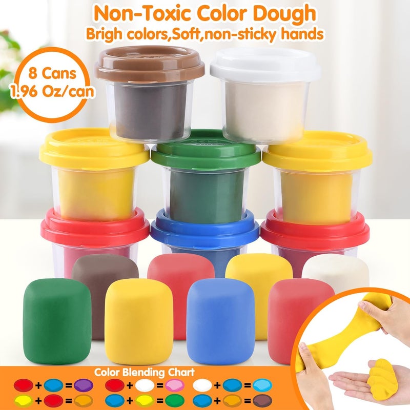 PLAY 2 in 1 Color Dough Sets for Kids Ages 2-4-8, Kitchen Creations Ice Cream Pizza Maker Machine, Art Crafts Play Food Toys for 3 Year Old Girls Boys and Up, 8 Cans of Modeling Compound Dough,2 oz Cans - Image 4