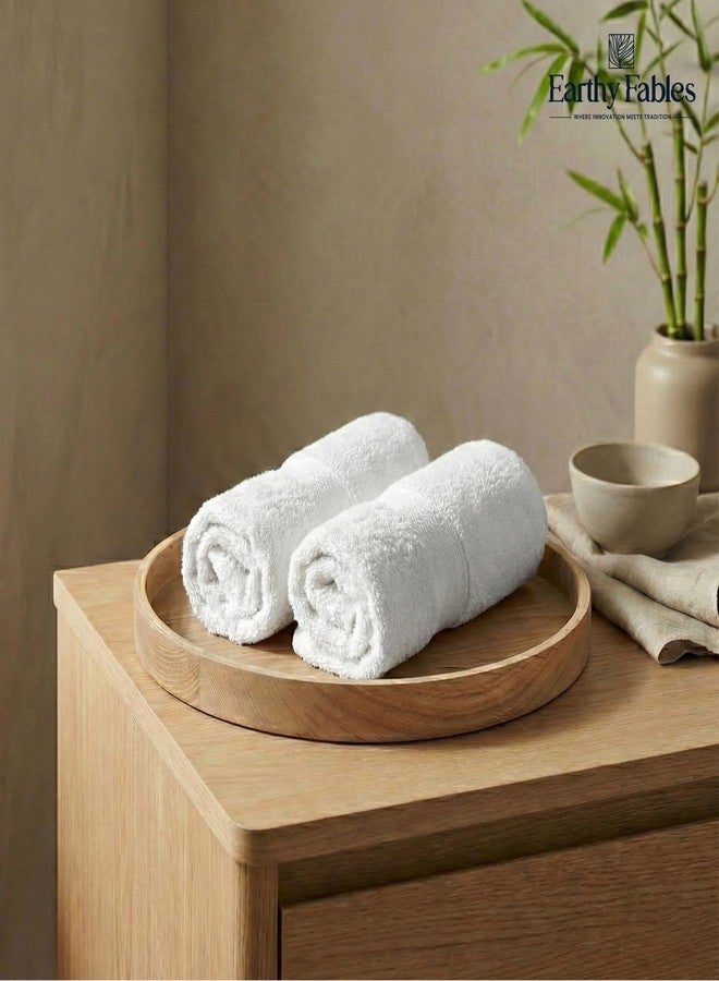 منشفة يد من الخيزران من إيرثي فيبلز، 40×60 سم، 600 غرام/متر مربع، مناسبة للرجال والنساء، فائقة النعومة، عالية الامتصاص، سريعة الجفاف، لطيفة على البشرة ومقاومة للروائح، طقم من قطعتين، لون أبيض لؤلؤي - Image 3