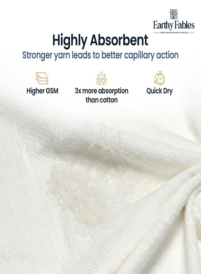 منشفة يد من الخيزران من إيرثي فيبلز، 40×60 سم، 600 غرام/متر مربع، مناسبة للرجال والنساء، فائقة النعومة، عالية الامتصاص، سريعة الجفاف، لطيفة على البشرة ومقاومة للروائح، طقم من قطعتين، لون أبيض لؤلؤي - Image 4