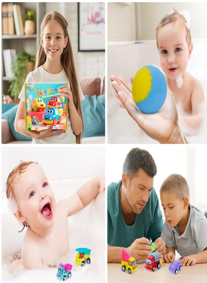 Santrela Bath Bombs for Kids with Surprise Toys Inside, 6 Pack Bath Bombs Gift Set with Pull-Back Vehicles Cars, Fun and Bright Colors Bubble Set, Car Bath Toys for Boys Girls Birthday, Easter Basket Stuffers - Image 3