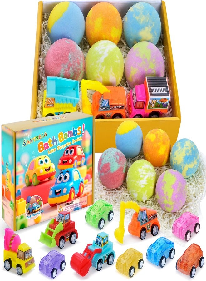 Santrela Bath Bombs for Kids with Surprise Toys Inside, 6 Pack Bath Bombs Gift Set with Pull-Back Vehicles Cars, Fun and Bright Colors Bubble Set, Car Bath Toys for Boys Girls Birthday, Easter Basket Stuffers - Image 1