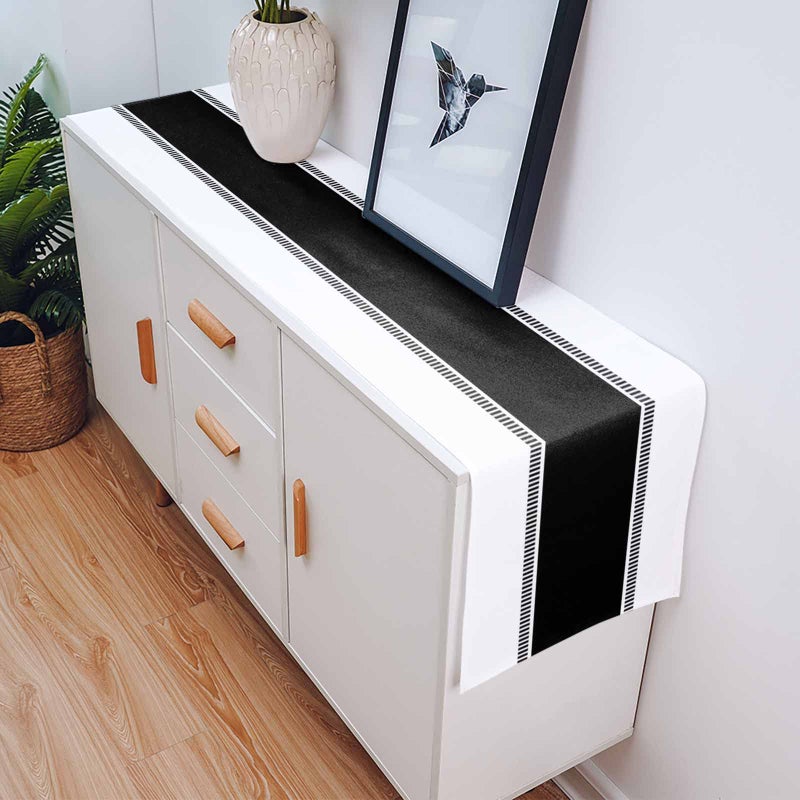 Futuregrace Black and White Table Runners 36 inches Long,Non Slip Stripes Modern Table Runner Dresser Scarves,Farmhouse Decortaive Table Runner Cover for Dining Coffee Table Holiday Party Wedding - Image 5