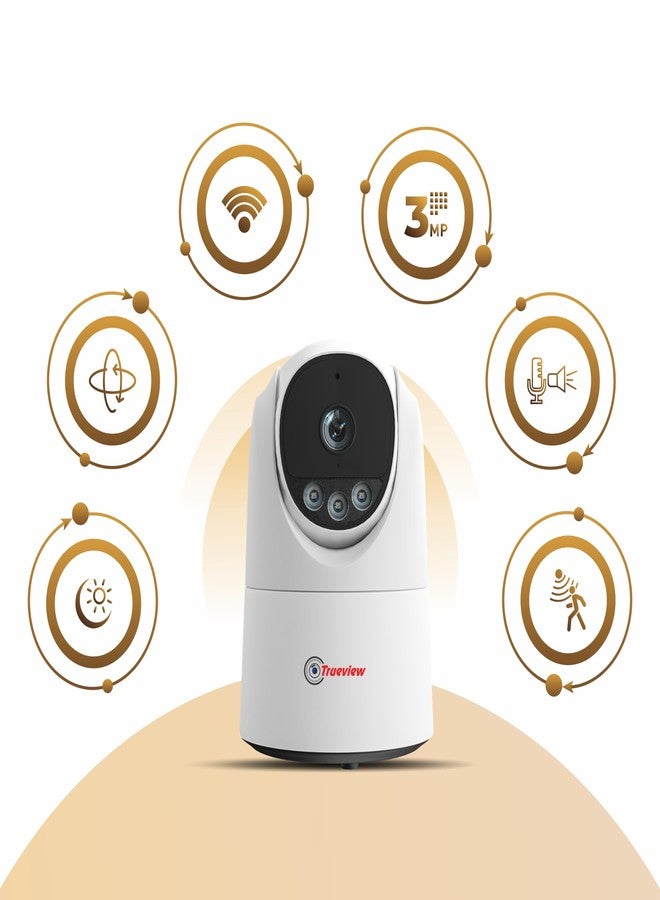Trueview 3MP WiFi Robot Camera | Baby Monitoring & Home Security | Night Vision | AI Motion Tracking | 360° Pan Tilt | Two-Way Talk | Alexa | T18296S - Image 3
