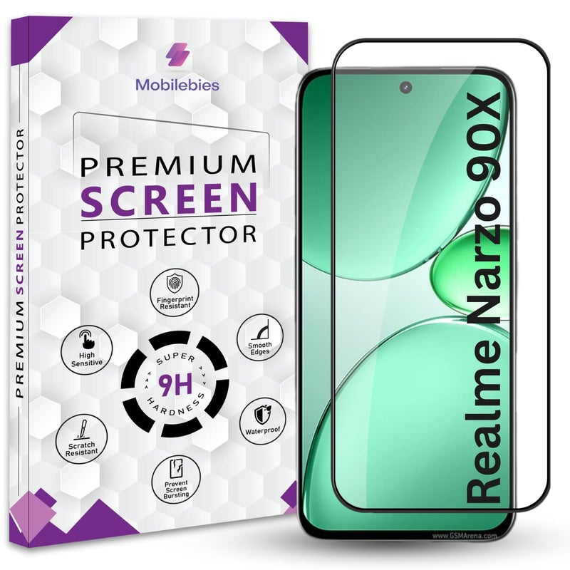 Mobilebies Premium Tempered Glass Screen Protector Guard For Realme Narzo 90X 5G (6.8 Inch, Pack of 1) | Edge to Edge Coverage With Easy to installation kit - Image 1