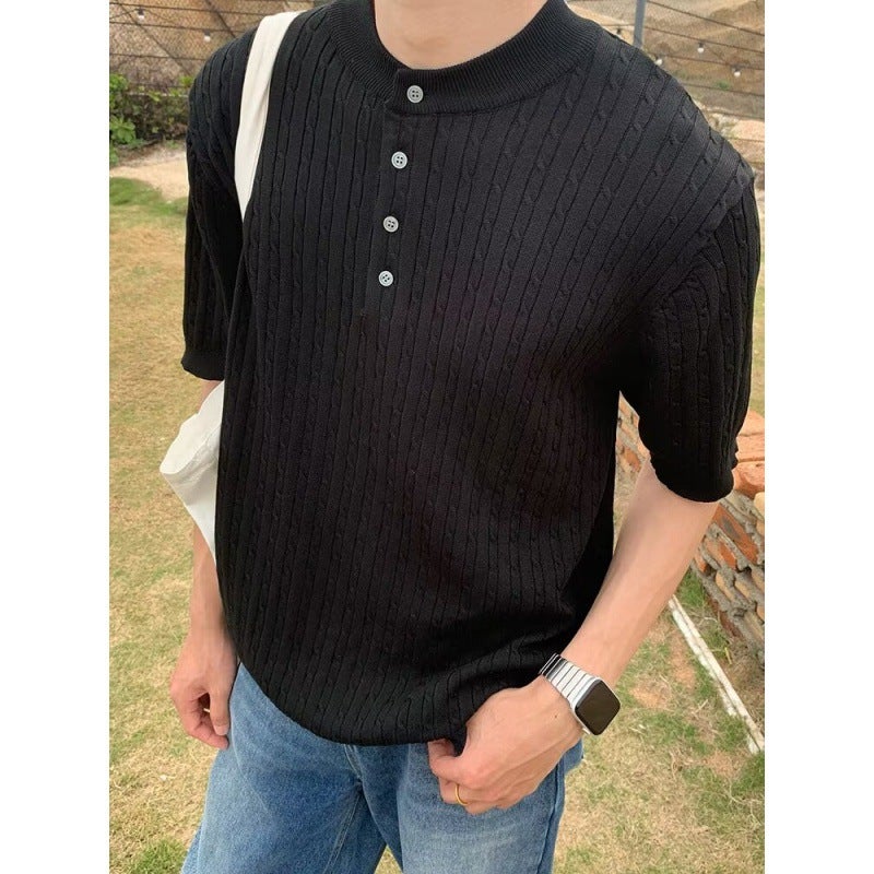 New Short-Sleeved T-Shirt Men'S Summer Korean-Style Trendy Simple Half-Sleeved Top Hong Kong-Style Loose Casual Trendy Brand T-Shirt - Image 1