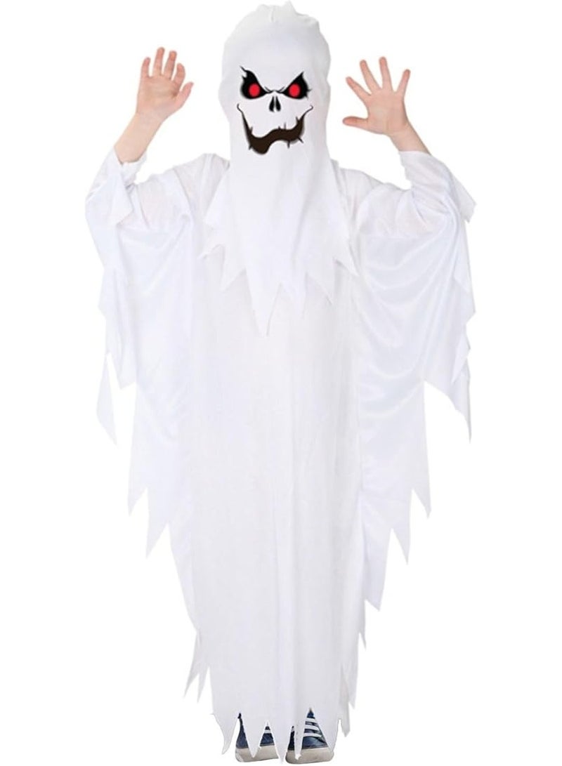 Home Smart White Ghost Costume Dress with Mask for Toddlers Playing Activity for Kid's