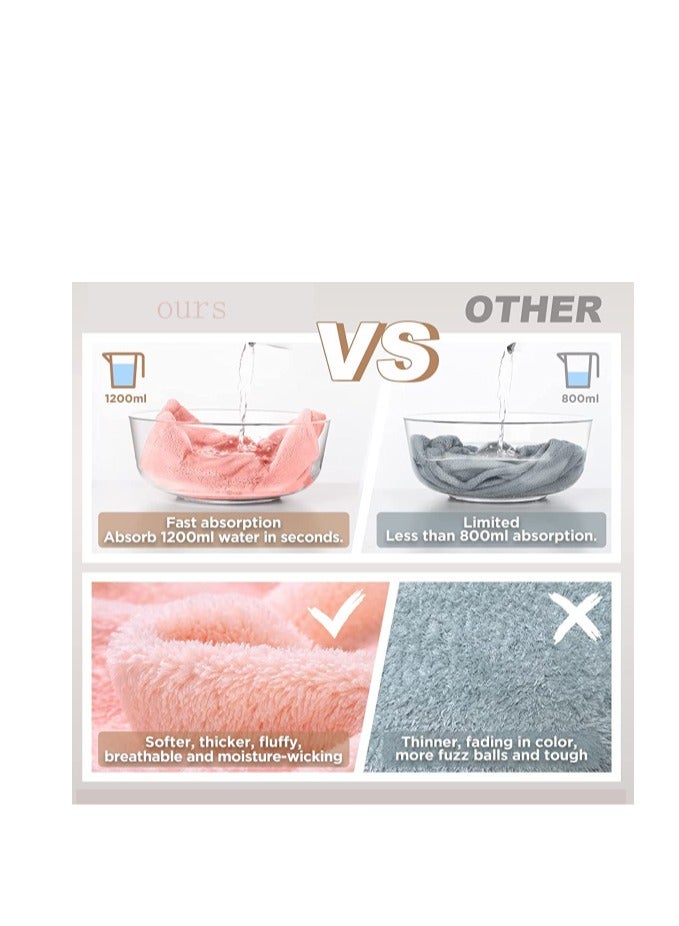 Microfiber Hair Towel, 3 Packs Hair Turbans for Wet Hair, Drying Hair Wrap Towels for Curly Hair Women Anti Frizz (Blue,Grey,Pink) - Image 2