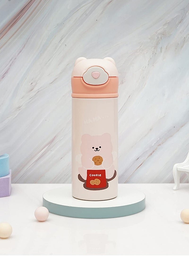 MIXDE Toddler Insulated Water Bottle with Flip Straw Lid, BPA Free Double Wall Vacuum Stainless Steel Cup, Leakproof Portable Drink Bottle for School Kindergarten Travel Outdoor - Image 5