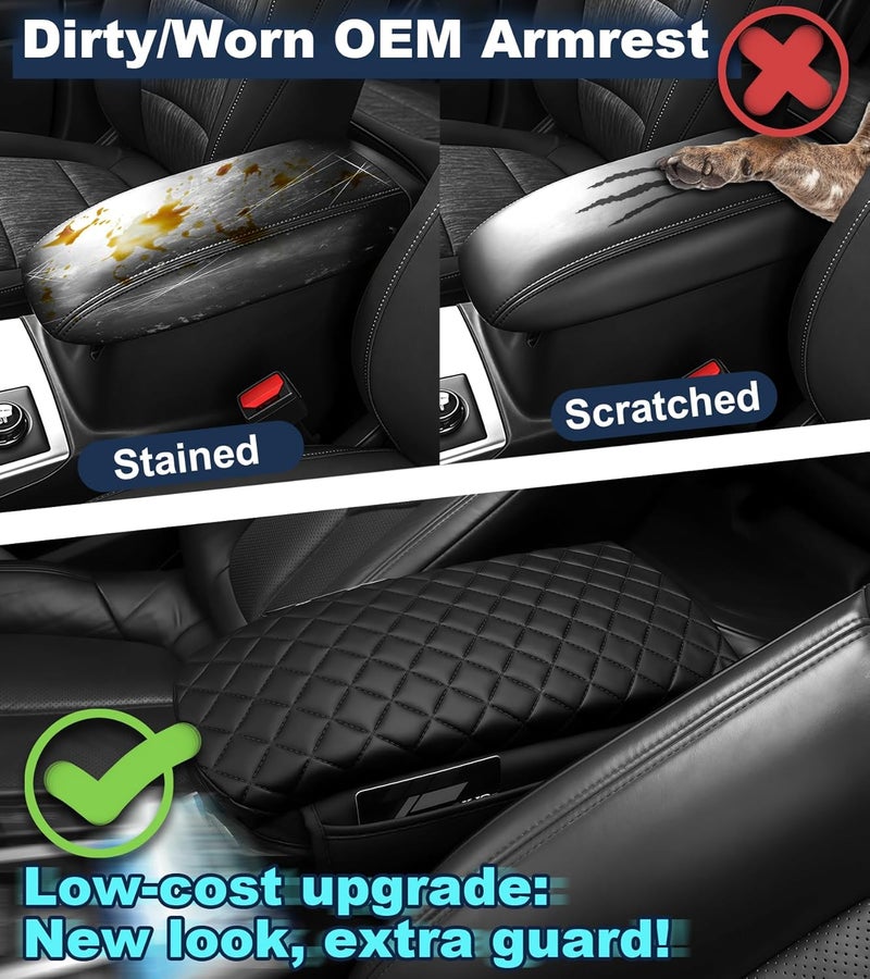 SDPVorn Armrest Cover for Ford Bronco Sport (2021-2023) - PU Leather Cushion with Pockets - Image 2