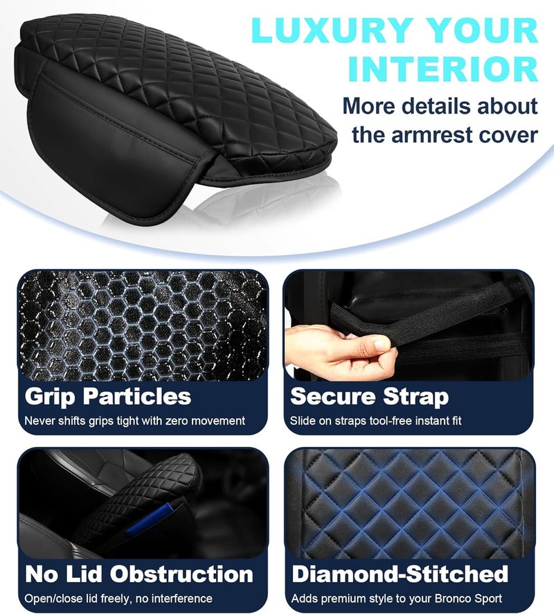 SDPVorn Armrest Cover for Ford Bronco Sport (2021-2023) - PU Leather Cushion with Pockets - Image 5