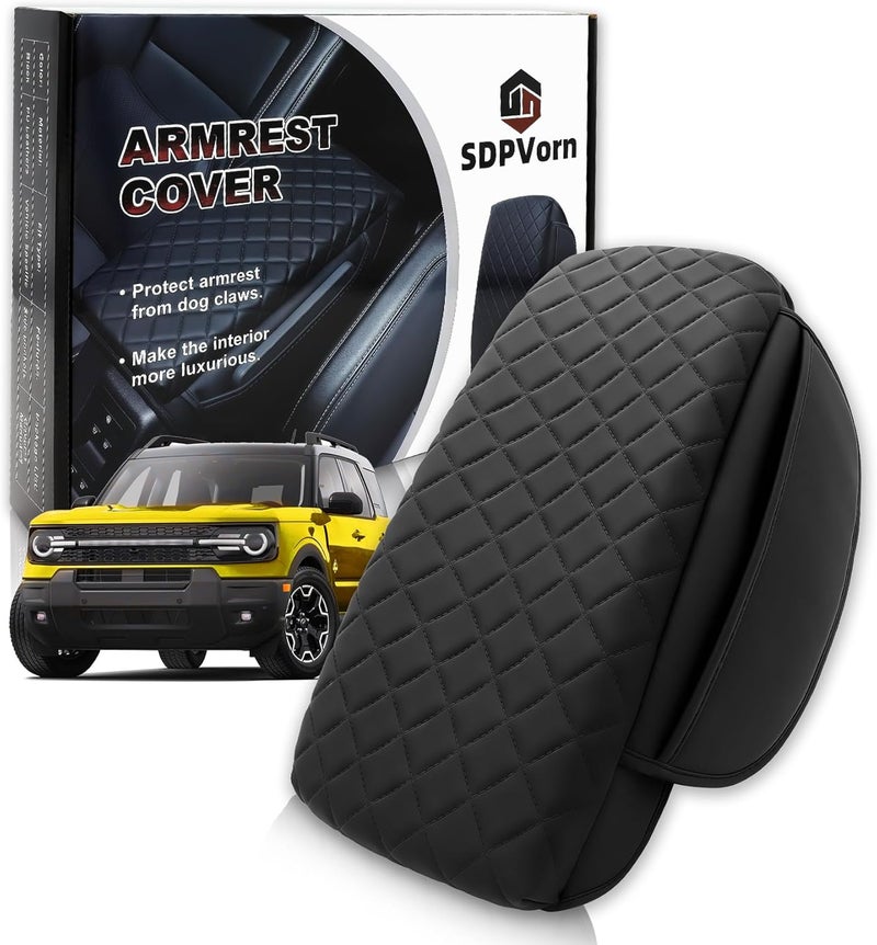 SDPVorn Armrest Cover for Ford Bronco Sport (2021-2023) - PU Leather Cushion with Pockets - Image 1