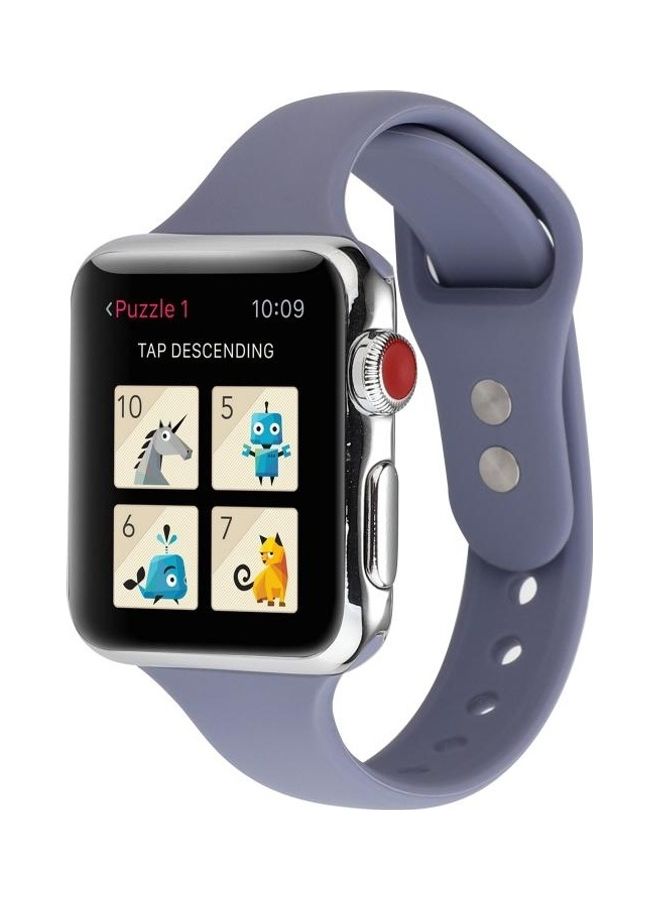 NIBEMINENT Double Buckle Replacement Wrist Strap For Apple Watch Series 7 41mm/6 & Se 5 4 40mm/3 2 1 38mm Lavender Grey  - Image 3