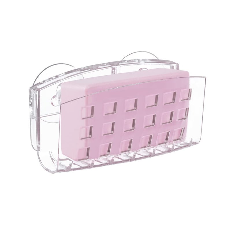 iDesign Sinkworks Kitchen Sink Suction Holder for Sponges Scrubbers Soap  Clear Large